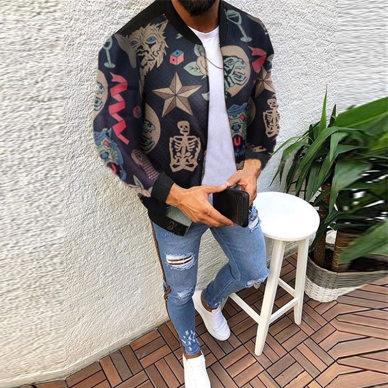 Slim Fit Printed Jacket Men's Spring Autumn Jacket