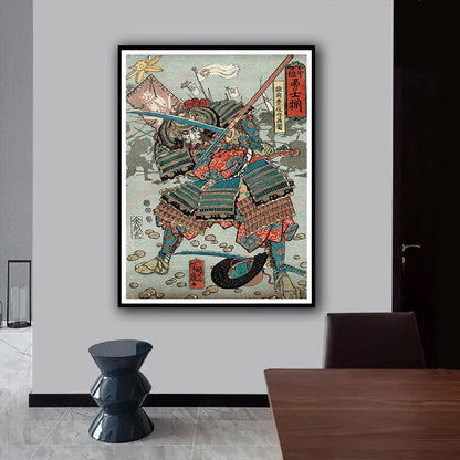 Affiche d'épée d'armure de samouraï pour la maison, toile imprimée, peinture murale d'art