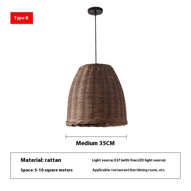 Retro Idyllic Zen Rattan-weaved Ceiling Lamp