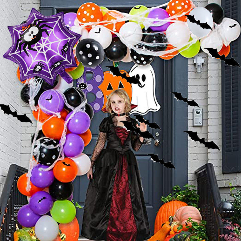 Nouvelle décoration de fête d'Halloween, combinaison de ballons, araignée, film aluminium