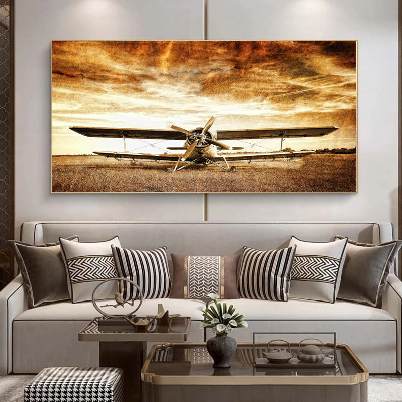 Affiche imprimée d'avion Vintage, peinture sur toile