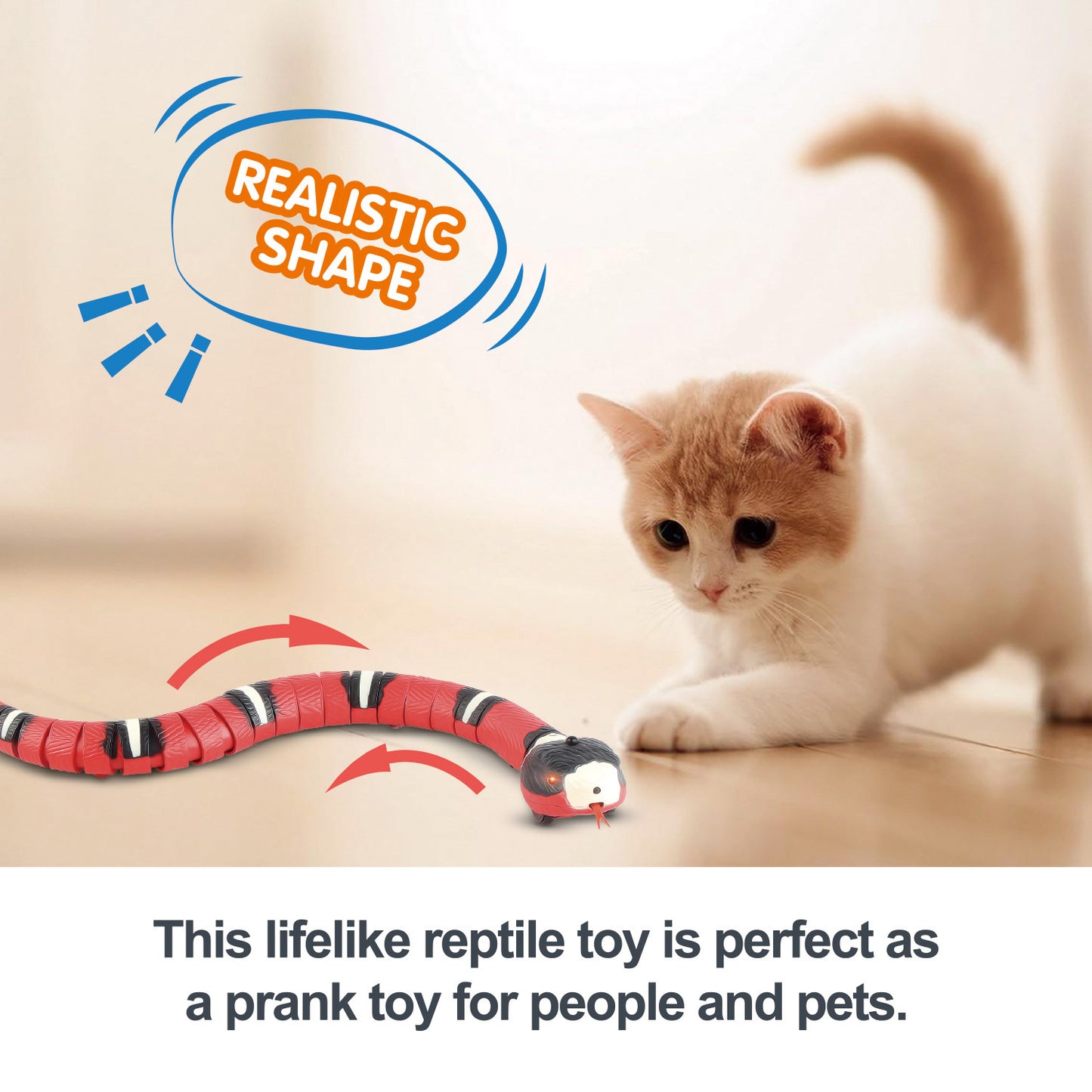 Jouets interactifs à détection intelligente pour chat, serpent électronique automatique, jeu de teasing, jouets pour chaton rechargeables par USB, pour chats, chiens, animaux de compagnie