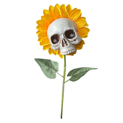 Skull Sunflower Halloween Decoration Atmosphere Garden Simulation Flower Ornament For Home Garden Decoration