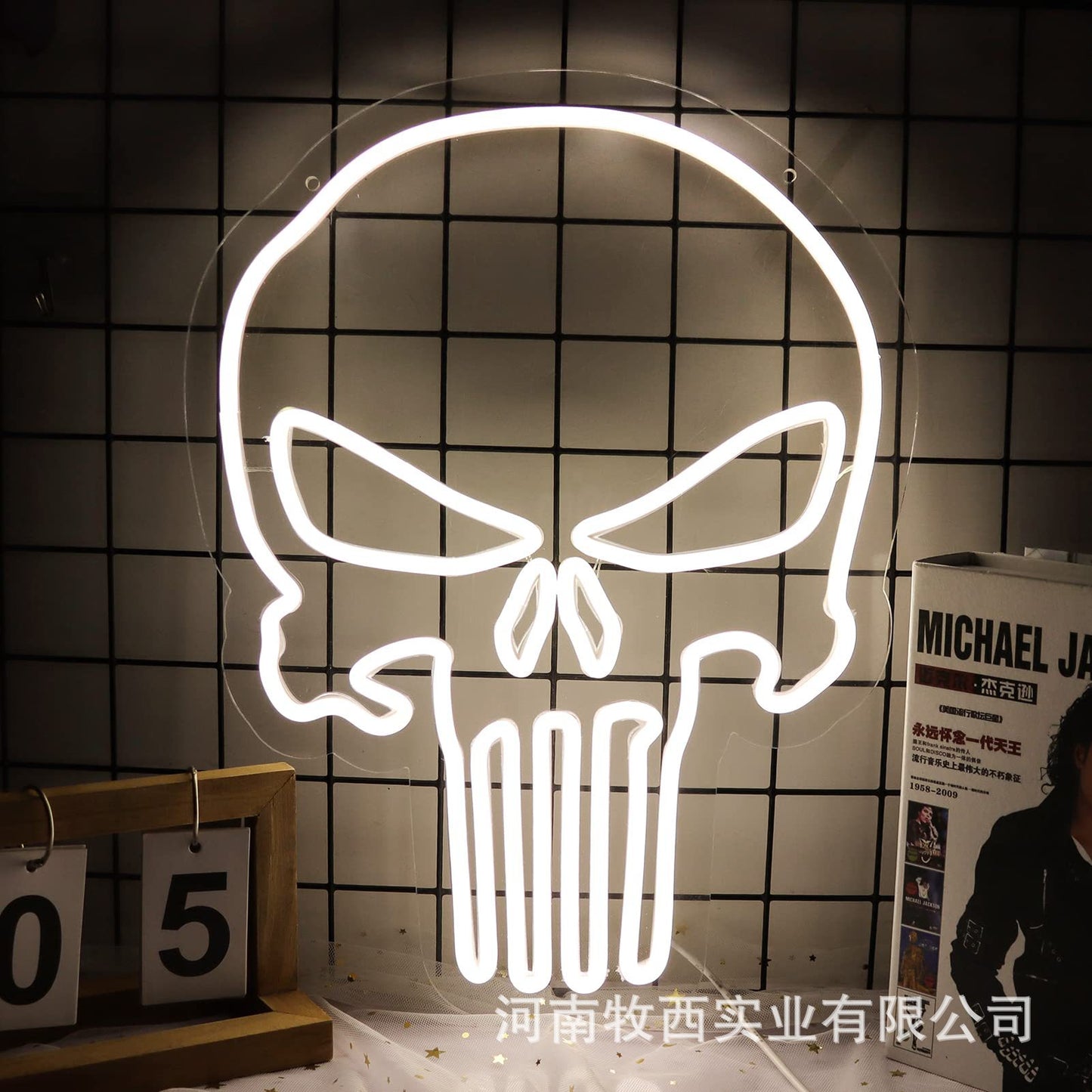 LED Neon Skull Flame Creative Modeling With Atmosphere Decoration