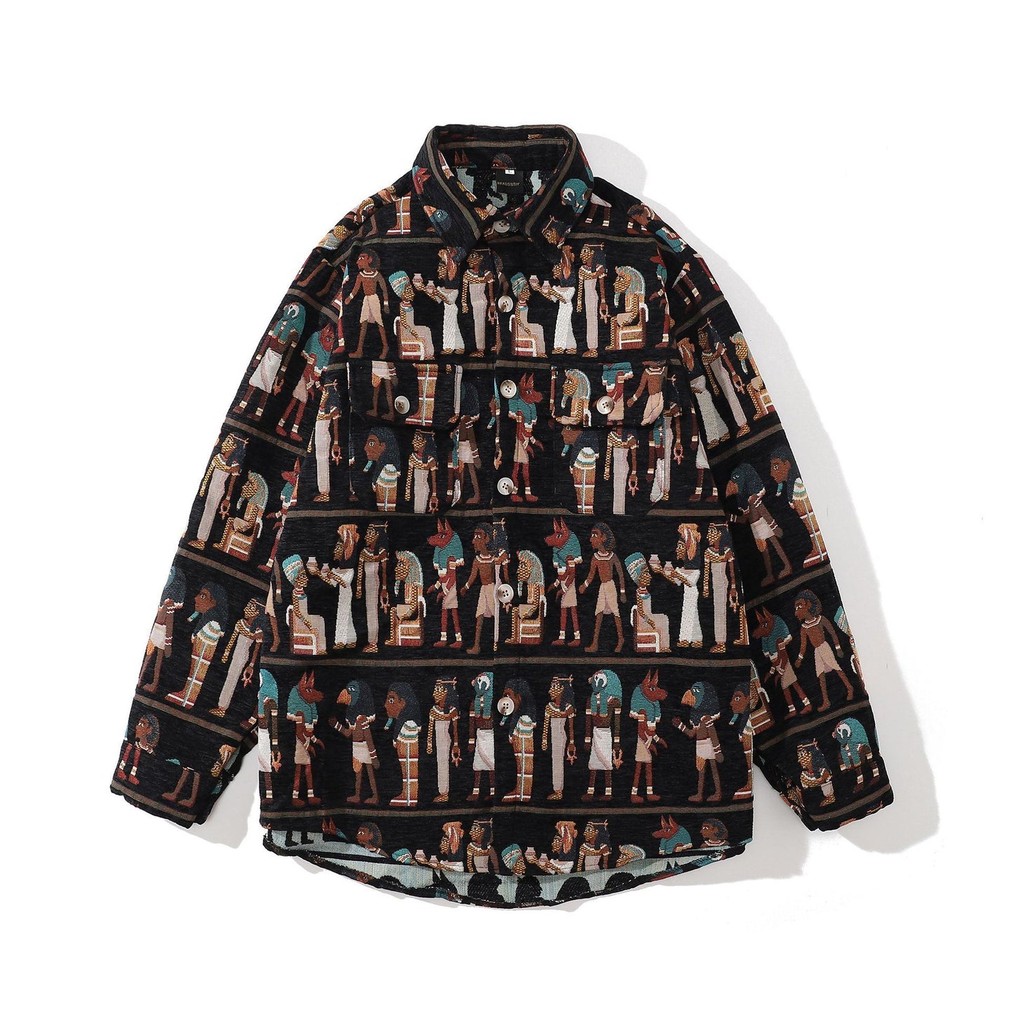 Men's Printed Padded Woolen Long-sleeved Shirt