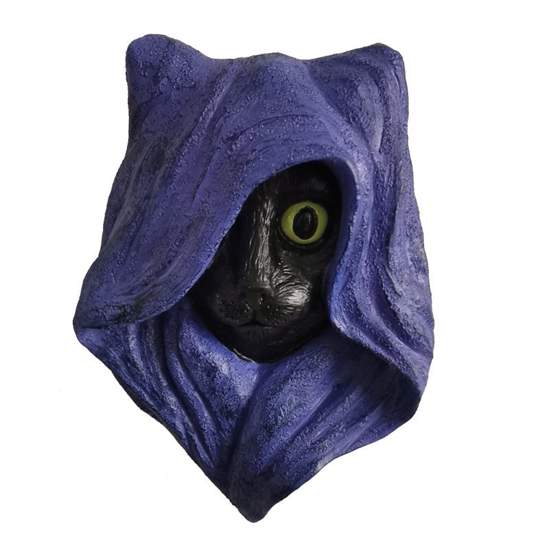 Pendentif de décoration de porte d'Halloween en forme d'œil de chat avec chapeau noir mystérieux