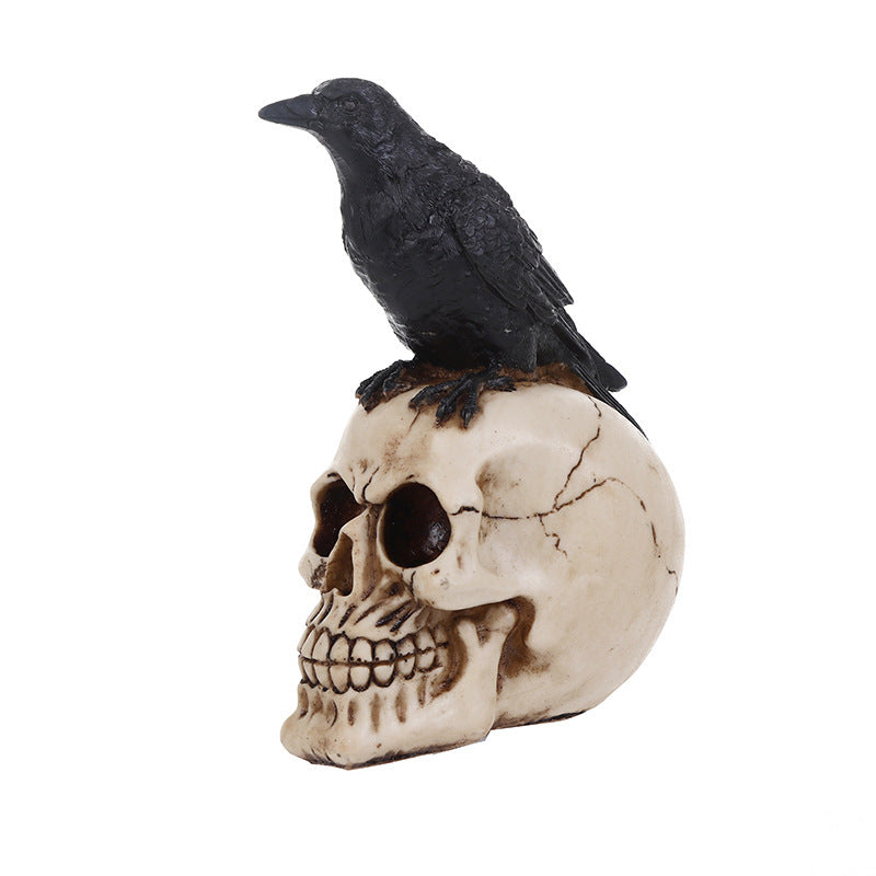 Resin Skull Halloween Gift Crow Decoration Home Bar Crafts