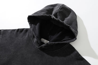 Pull à capuche imprimé pour hommes, ample, délavé, en détresse, couture latérale, acolyte