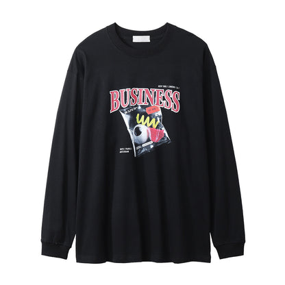 Kuso Pattern Letter Printed Long Sleeve Men