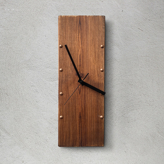 Horloge murale rectangulaire Art déco vintage en bois massif