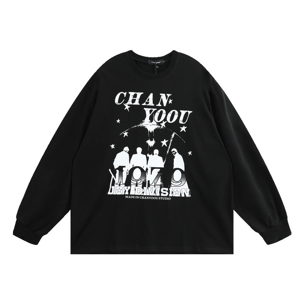 Retro Printed Crew Neck Sweatshirt Men's