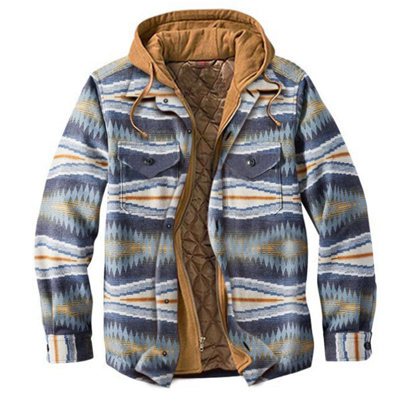 Non-positioning printed loose hooded jacket