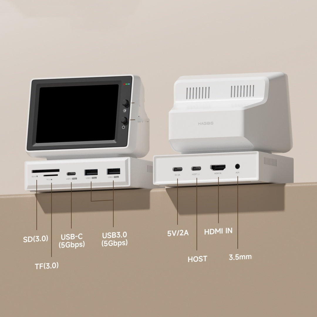 Chasis de base de expansión de escritorio con pantalla secundaria para computadora pequeña