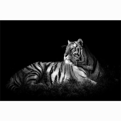 Peinture sur toile animale moderne, tête de tigre, affiches en noir et blanc