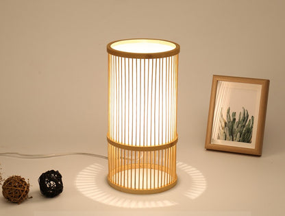 Tea Room Bamboo Woven Table Lamp Study Night Light Adjustable Light Warm Zen Bedside Lamp