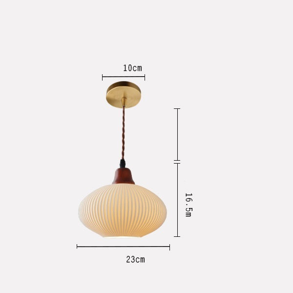 Lampe à Suspension Vintage Citrouille Japonaise Chinoise en Céramique