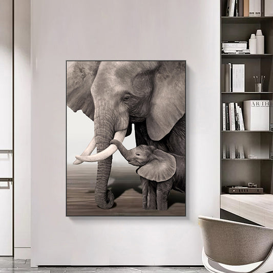 Affiche d'éléphant de décoration de maison, noyau de peinture sur toile sans cadre