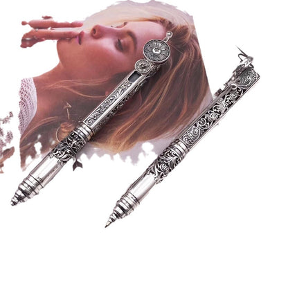 High-grade 925 Sterling Silver Heavy Industry Tangcao Pattern Thai Classical Ballpoint Pen Shell