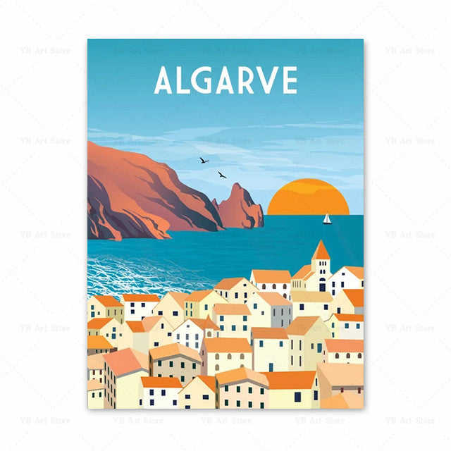 Spain Turkey Hawaii Amalfi Coast Travel Poster Greece Wall Art Canvas Painting Home Decor