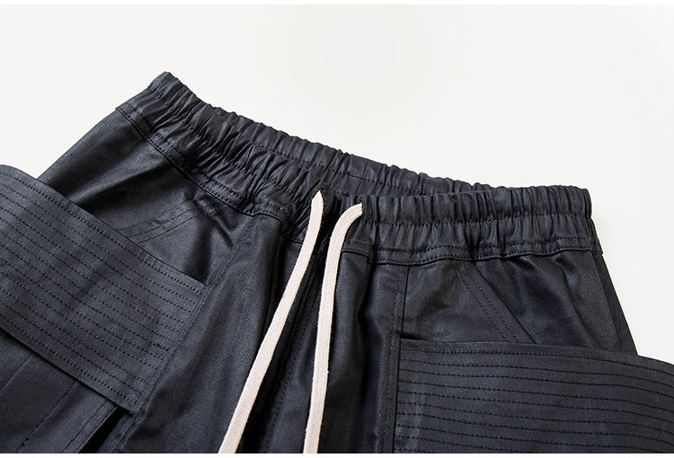 High Street Dark Brush Wax Coated Double Loop Work Pants