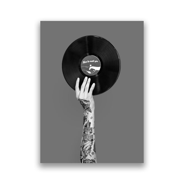 Retro Music Wall Art Black & White Vinyl Record Poster