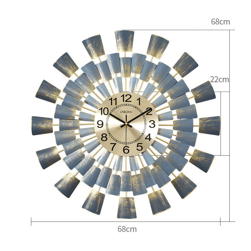 Shang Art Clock Reloj de pared con atmósfera de metal Creatividad