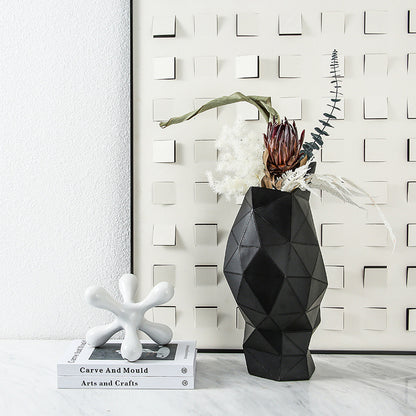 Simple And Modern Resin Abstract Triangle Leather Vase