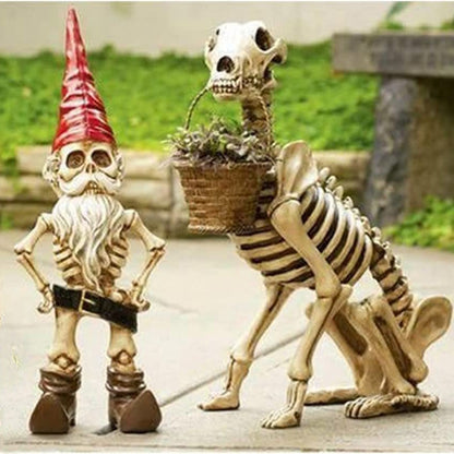 Decoraciones de resina con esqueletos de calaveras para hombres y mujeres, decoración de jardinería para Halloween