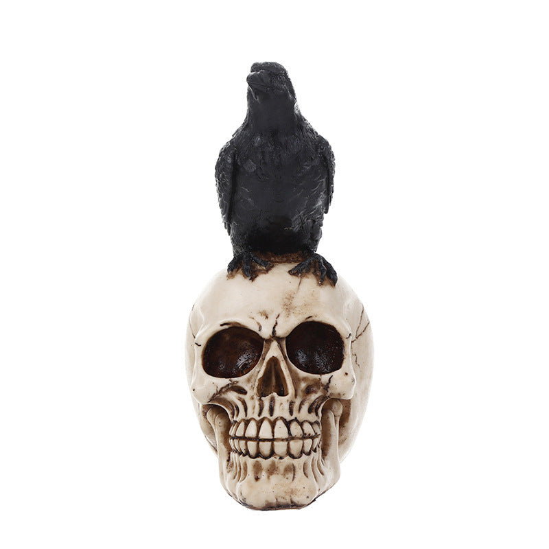 Resin Skull Halloween Gift Crow Decoration Home Bar Crafts