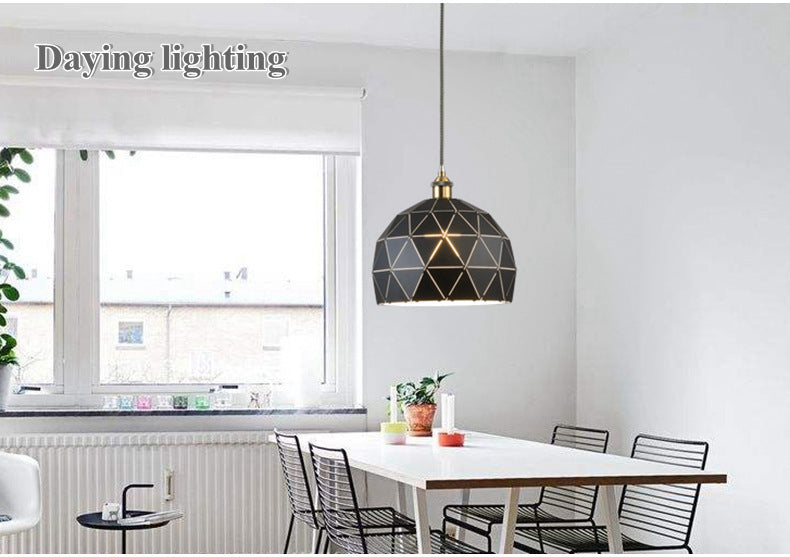 Simple Modern Bar Dining Room Single Iron Pendant Lamp Retro Hollowed Out Aisle Pendant Lamp