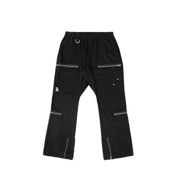 LABT Retro Multi-pocket Stitching Black Micro-flared Trousers High Street Lovers Four Seasons Country Trend Casual Pants