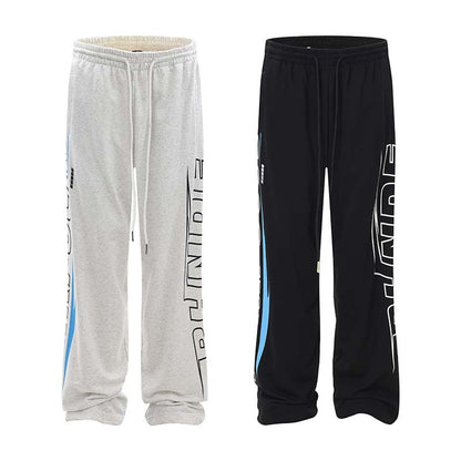 Retro Biker's Racing Style Letter Printed Sweatpants Men And Women