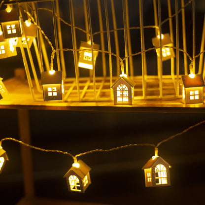 New House Shape LED String Lights Christmas Decoration String Lights Halloween Small Lanterns Flashing Lights String Lights