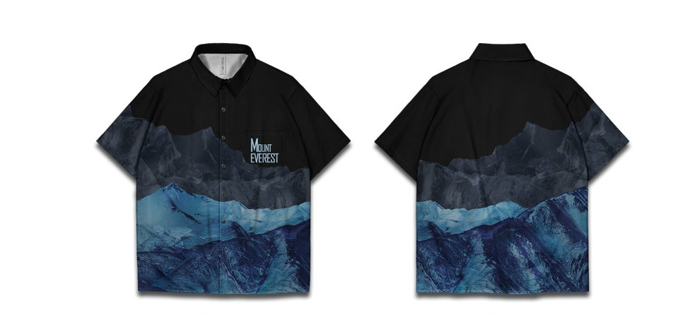 Mountain Oil Painting Trend Short Sleeved Shirt