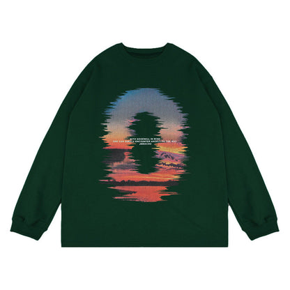 Sweat-shirt ample imprimé Sunset Reflection pour hommes