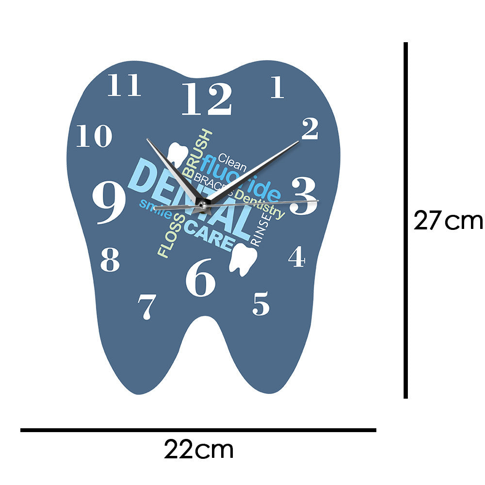 Tooth Shaped Dentist Word Art Wall Clock