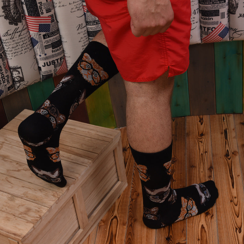 Calcetines de hombre de tubo de longitud media estampados simples y de moda