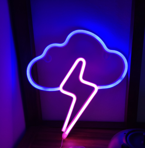 Nuevo estilo Led nube relámpago luz de neón batería USB modelado lámpara decoración interior