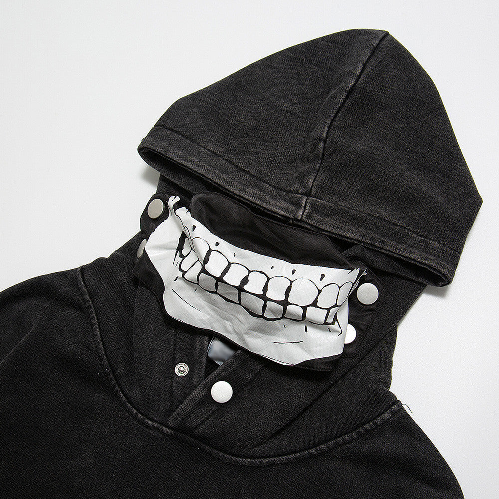 High Street Skeleton Printed Face Mask Hooded Sweatshirt