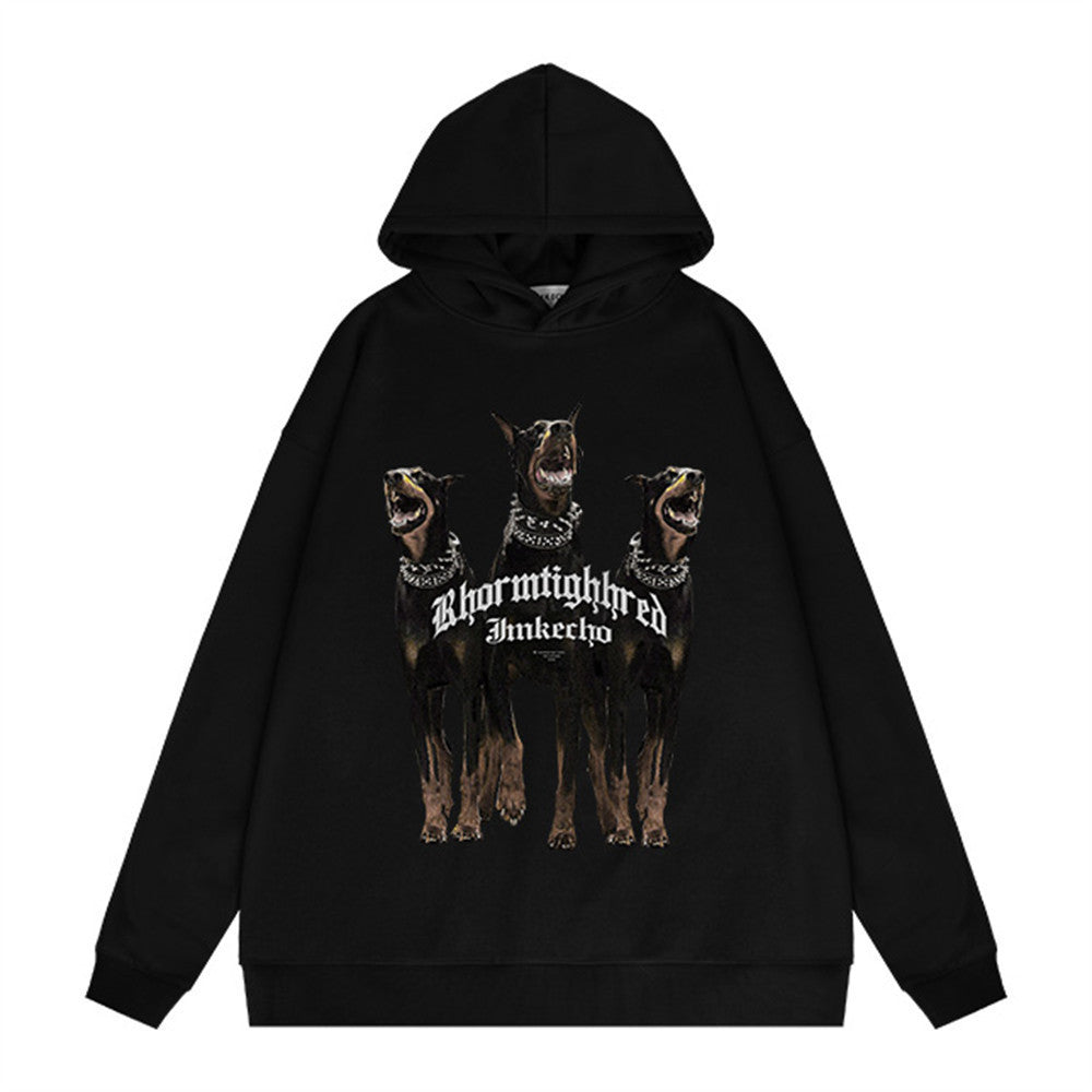 Sudadera con capucha estampada Three Doberman Pinscher para hombre