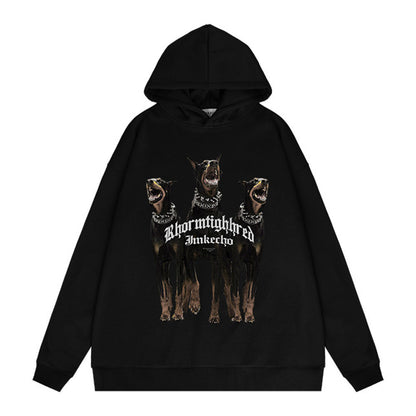 Three Doberman Pinscher Printed Hoodie Men