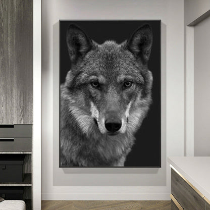 Toile d'art mural loup aquarelle, affiche nordique