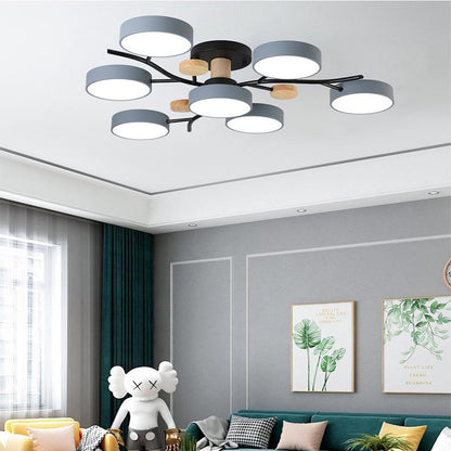 Nordic Simple Log Macaron Living Room LED Ceiling Light