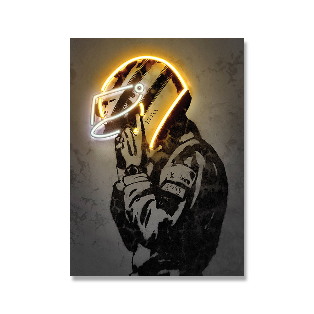 Neon Wall Art Poster Canvas Painting Vintage Helmet