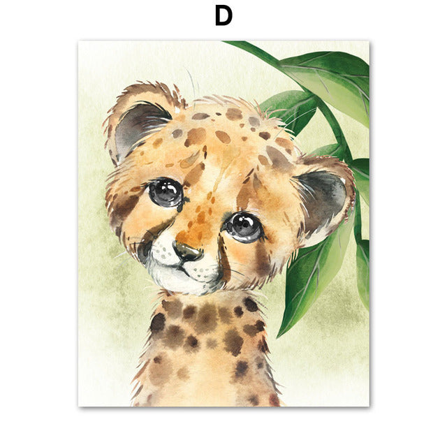 Pintura decorativa con estampado de animales pequeños de dibujos animados lindo