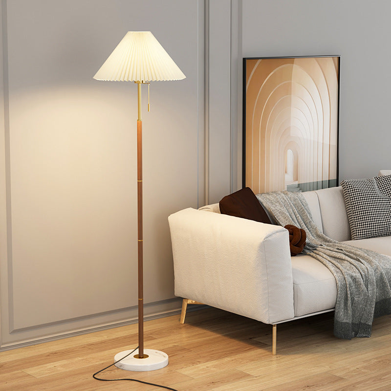 Lampadaire plissé Simple à Grain de bois de luxe rétro, luminaire décoratif d'intérieur, idéal pour une chambre à coucher, un canapé, un bureau ou une chambre à coucher