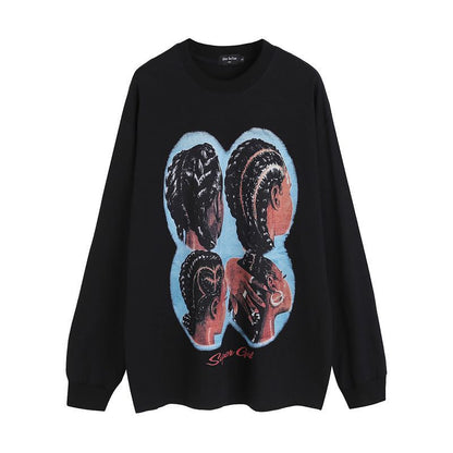 Spoof Printed Long-sleeved Bottoming T-shirt For Men And Women