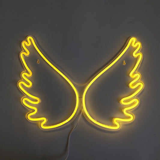 Transparent Acrylic Angel Wings Neon Backboard Light