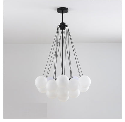 Creative Light Luxury Ball White Glass Bubble Post-modern Living Room Pendant Lamp