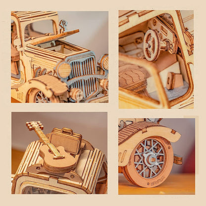 Robotime Rolife Vintage coche modelo 3D rompecabezas de madera juguetes para niños